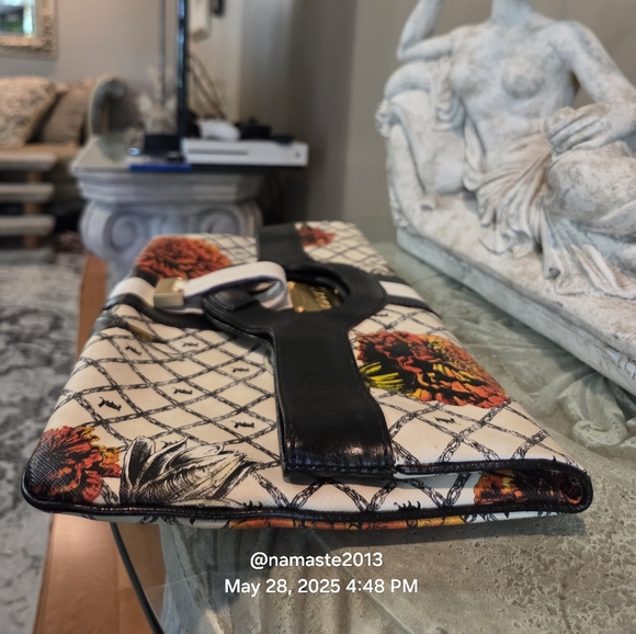 L.A.M.B. Gwen Stefani Carlisle Marigold Clutch Designer Leather Vintage #140 - Picture 7 of 14